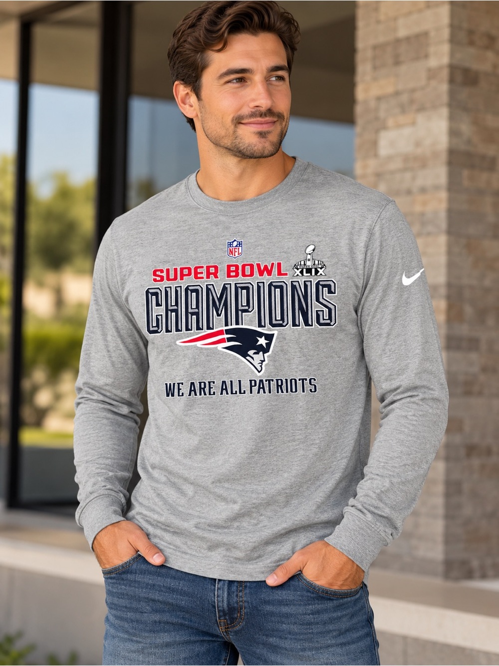 Nike Patriots Super Bowl XLIX Champions Men XL Long Sleeve NFL
